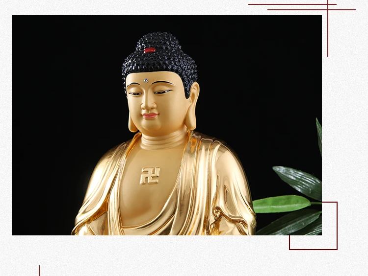 Хороший# буддийский высококлассный домашний семейный эффективный благословенный талисман позолоченный Золотой Будда Сакьямуни медная статуя-см 30 см Большой