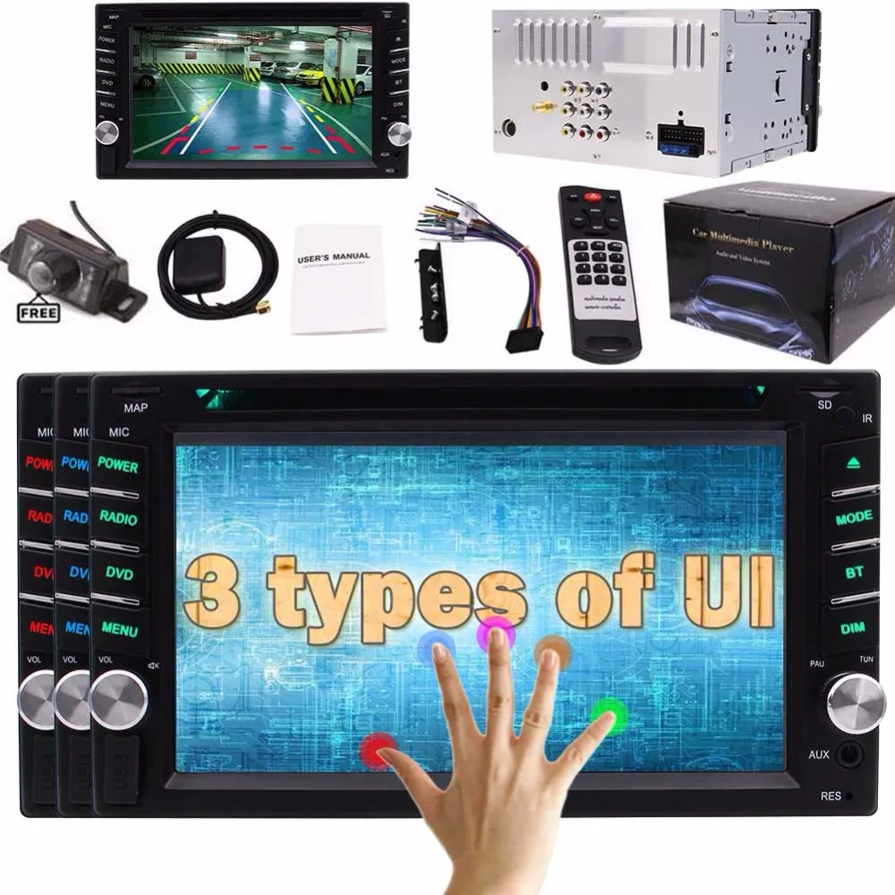 

A Free backup Camera car gps pc Electronics Automotive two 2Din Autoradio Car Stereo GPS Navigation Multimedia Headunit In Dash