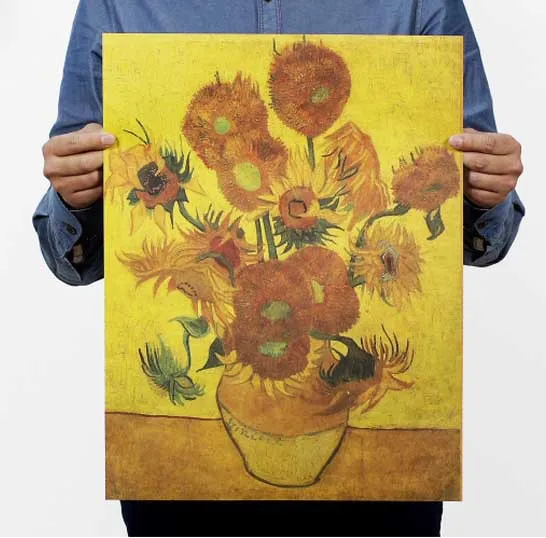 

Superman sunflower apricot flowers After van gogh impressionist paintings Kraft paper posters adornment frameless vintage poster