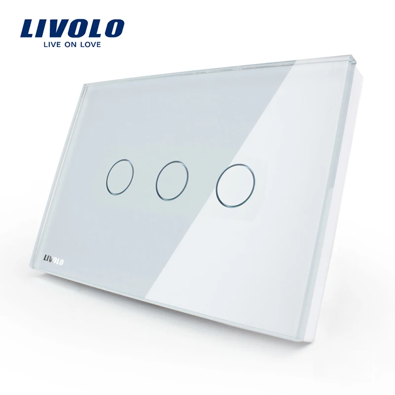 Free Shipping Livolo Switch VL C303 81 3 Gang 110 250V Smart Home Crystal Glass Panel