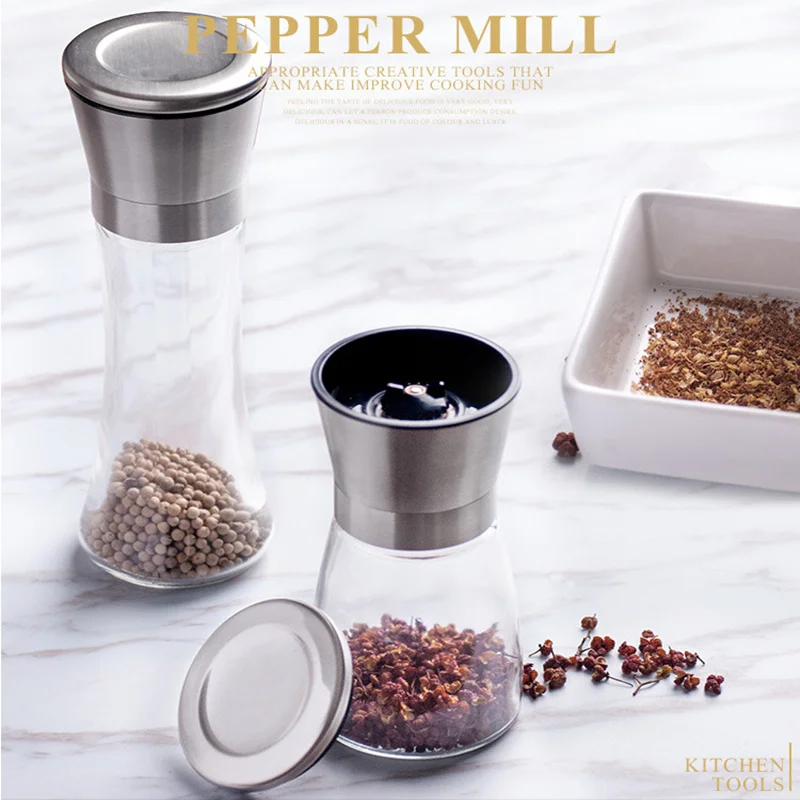 

Manual Pepper Mill with Adjustable Coarseness Seasoning Muller Black Sesame Herb Spice Garlic Salt and Black Pepper Grinder