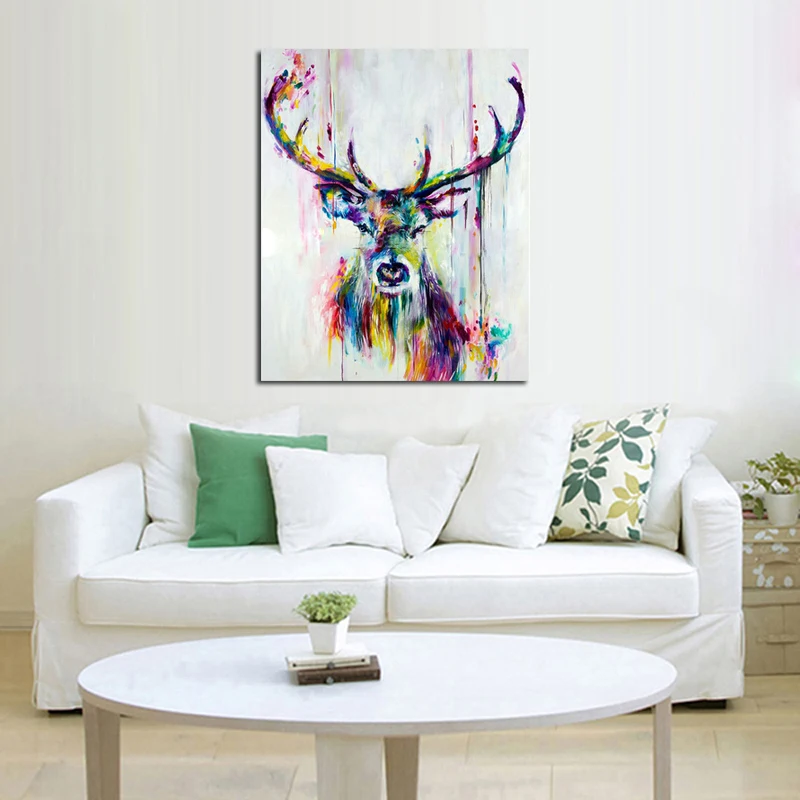 

Handpainted Oil painting On Canvas Wall Pictures Deer Wall Art For Living Room Pet Pictures Modern Abstract Handpainted