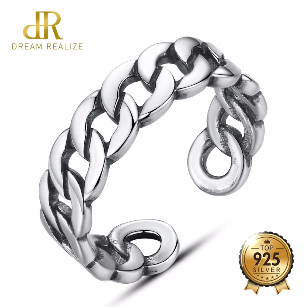 

DR Buckle Ring Jewelry Polishing S 925 Sterling Silver Noble Rings for Women & Men Adjustable Cuff Thailand Knitted Ring