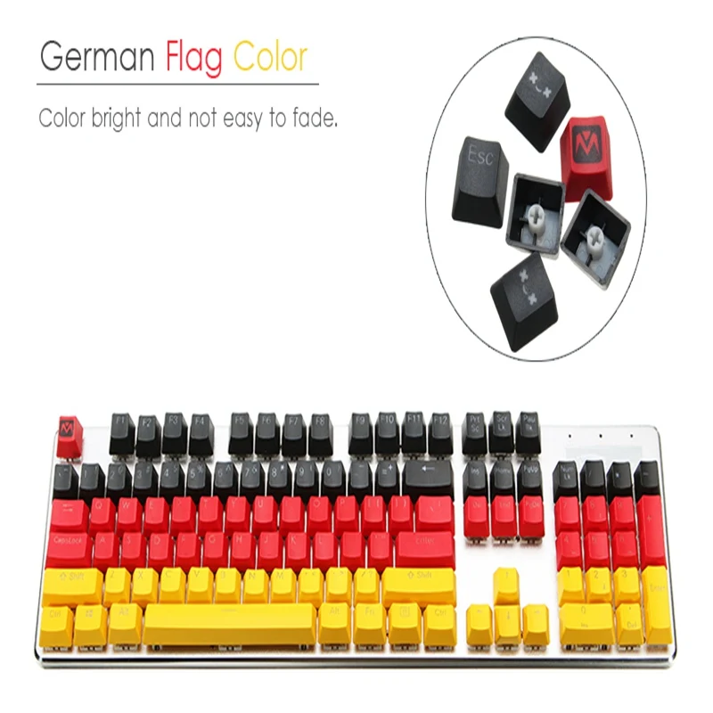 

MantisTek German Flag Color 109 Keycaps OEM Profile Double-shot Backlit PBT Key Caps New Replacement Mechanical Keyboard KeyCaps