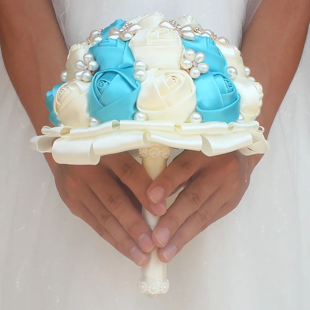 Высокое качество свадебное оформление в стиле tiffany blue свадебный набор букетов для запястья руки цветы для невесты и подружек невесты; цветок на запястье Свадебный букет 2577-T