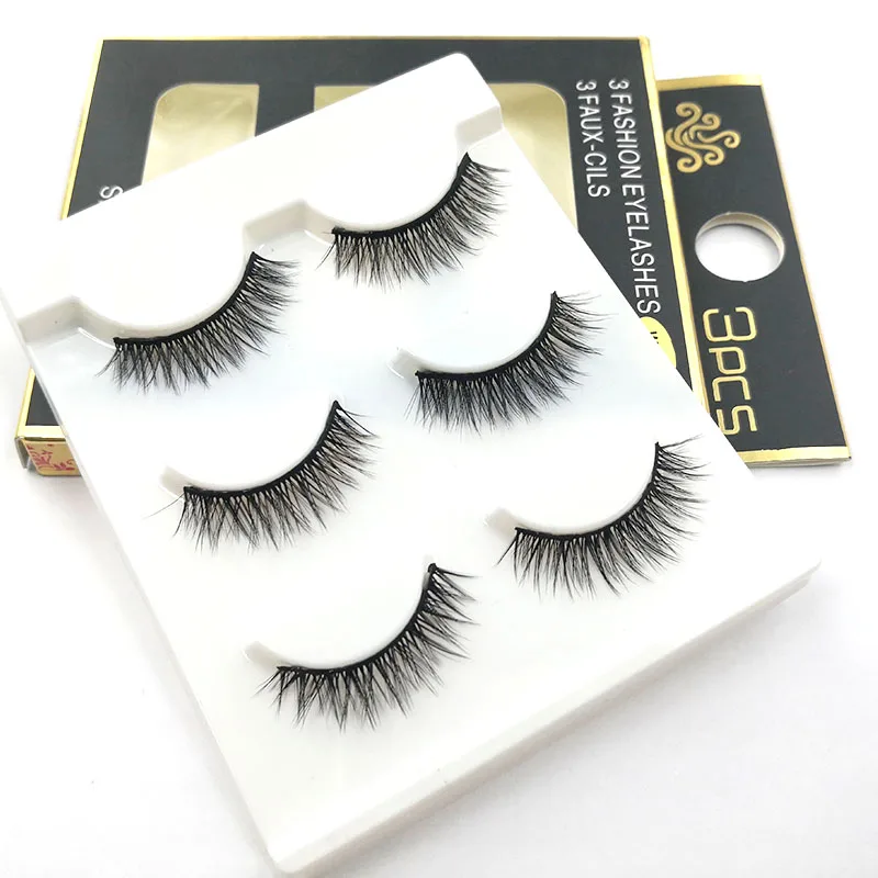 

iflovedekd 3 pairs natural crisscross false eyelashes 3D fale mink lashes full strip eyelash extensions