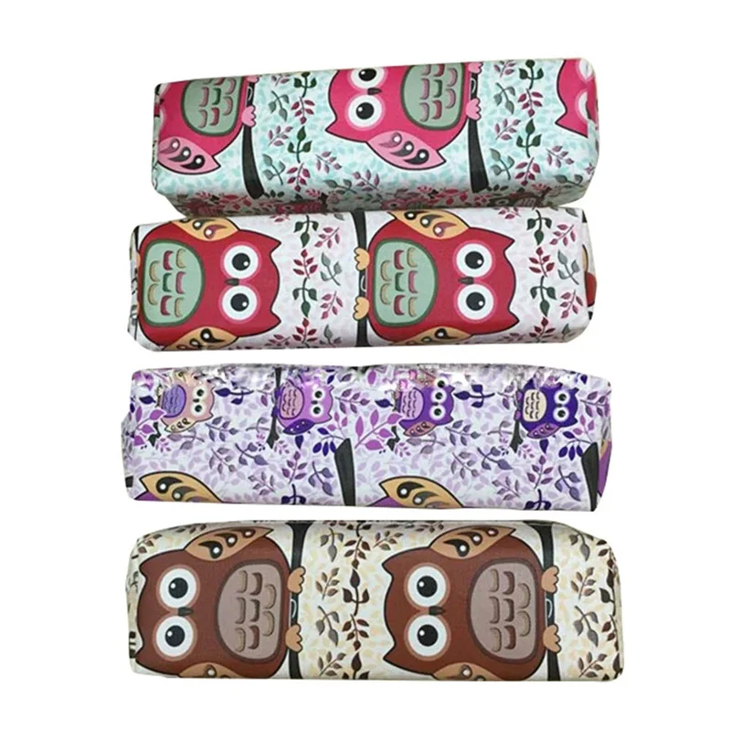 

Lovely owl pencil case for school Cute PU Leather pen bag for girl Stationery pouch material office school supplies escolar