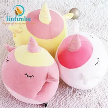 Kawaii Единорог Подушка милые плюшевые животные игрушка мягкая перо хлопок Единорог руки теплые для девочек подарок Рождественские подарки