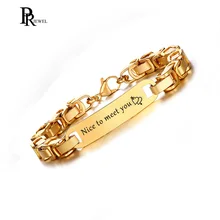 Персонализированные пользовательские гравировка ID браслеты для мужчин нержавеющая сталь византийский звено цепи