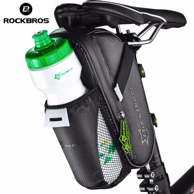 US $12.10 ROCKBROS Bicycle Saddle Bag With Water Bottle Pocket Waterproof MTB Bike Rear Bags Cycling Rear Sea