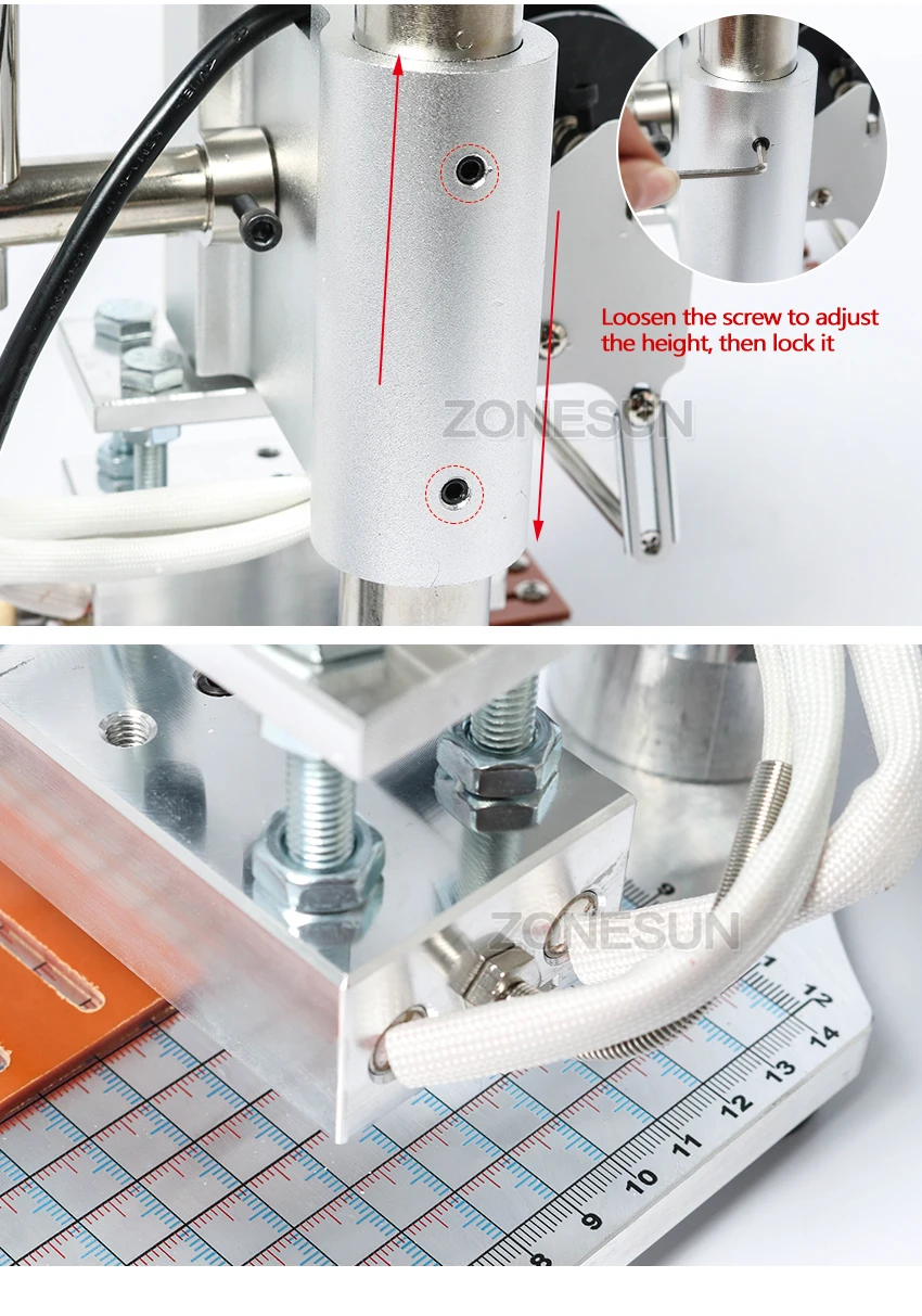 ZONESUN со шкалой машина для горячего тиснения фольгой ручной бронзировальная машина для ПВХ карты кожи и Бумага машина для штамповки 5x10 см