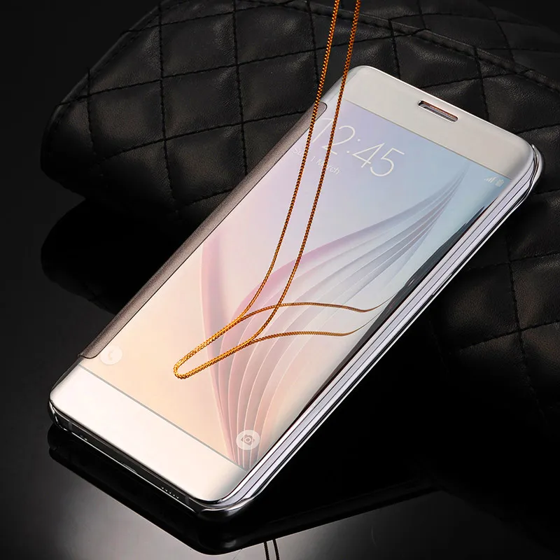 

Mirror Case For Samsung S6 Edge View Window Plating Leather Cover Flip Case for Samsung Galaxy S6 Edge G925 Plating Cases Covers
