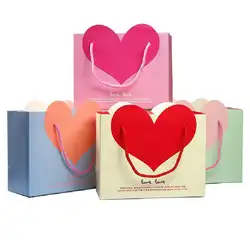 10 шт./лот/, бумажный пакет в форме сердца с ручкой, День Святого Валентина, свадьба, день рождения, посылка