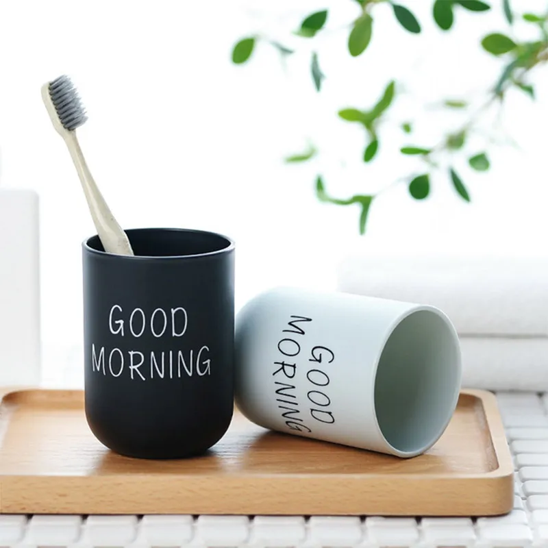 

Simple Good Morning Tooth Brush Organizer Protable Travel Toothbrush Case Storage Cup Toothpaste Holders Bathroom Accessories
