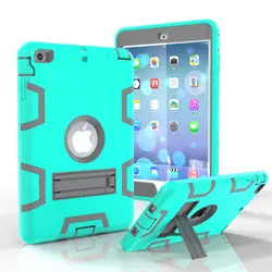 2016 Coque чехол для iPad Mini 2 3 1 Heavy Duty Пластик + резиновый чехол для iPad Mini 3 2 1 Гибридный 3in 1 с подставкой держатель 12C