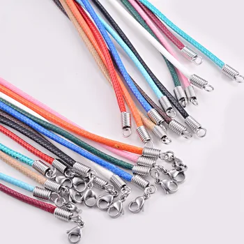 

2.5 mm 10 Pcs Stainless Steel Braided Rope 12 colors cords Necklaces & Pendant Findings SS Lobster Clasp String Cord