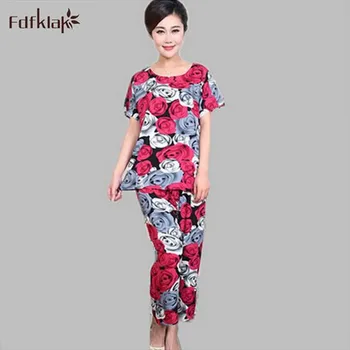 

Spring Summer Cotton Pajama Woman Short Sleeve Sleepwear Sets Women's Nightwear Pajamas Large Size Pyjamas Pijamas De Mujer