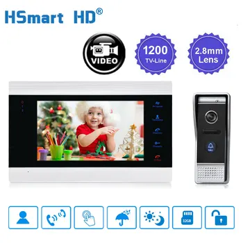 

7 inch HD Video Doorphone 1200TVL Wide-angle Outdoor IR Visual Intercom Doorbell Motion Detection SD card Video Intercom System