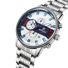 New Men's Sports Chronograph Watches Casual Waterproof Watch Male Business Steel Watch Full Steel Military Clock Wrist Watches