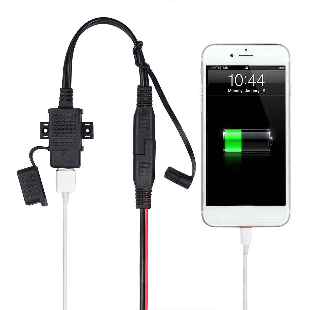 Universal 12V Waterproof Dustproof Motorcycle SAE to USB Charger