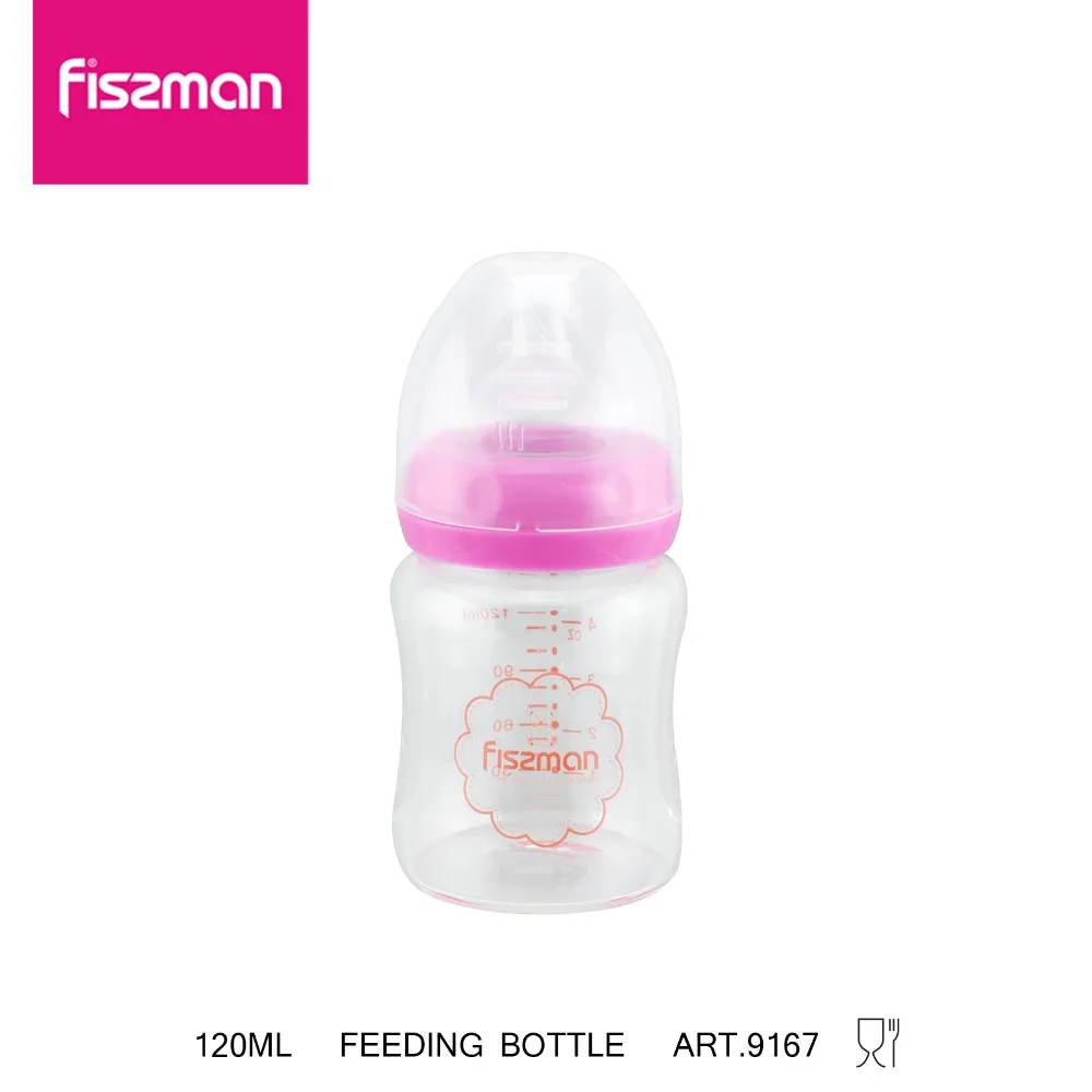 

Fissman Kid Baby 120 ml Silicone Nipple Glass Feeding Bottle with Printing Scale Children Cute Water Straw Drink Feeding Bottle