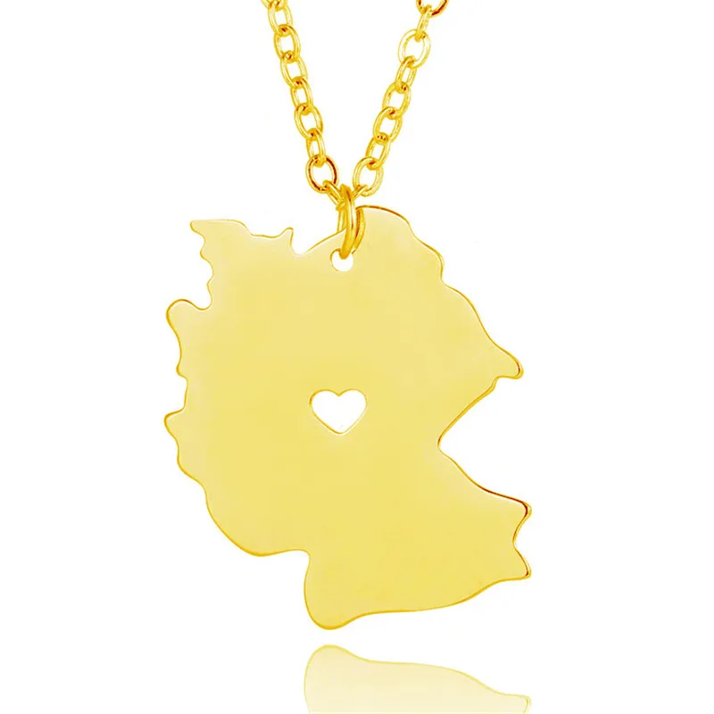 Trendy Germany Map Necklace Stainless Steel Heart Pendant Women Fashion Jewellery Gift 12pcs/lot | Украшения и аксессуары