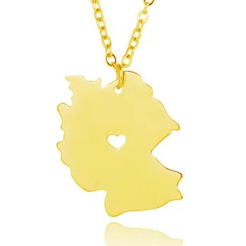 

Trendy Germany Map Necklace Germany Stainless Steel Heart Pendant Necklace Women Fashion Map Jewellery Gift 12pcs/lot