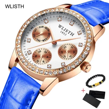 

WLISTH Ladies Diamond Women Bracelet Watches Luxury Rose Gold Wrist Watch Female Dress Clock Display Week Date Relogio Feminino