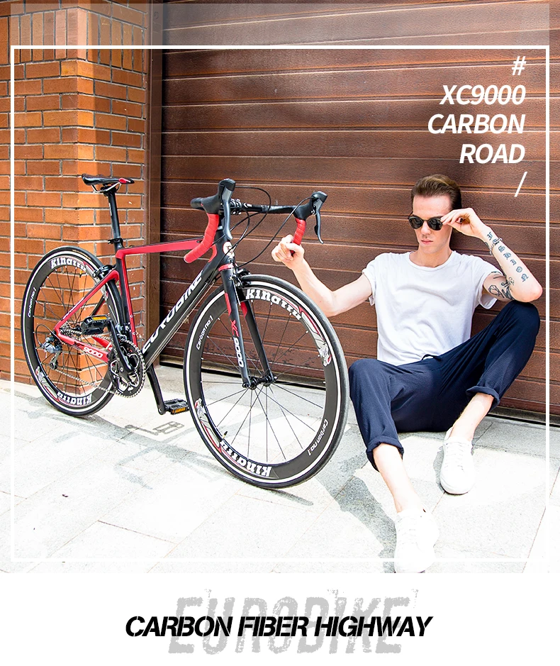 Cheap EUROBIKE 700C Full Carbon Fiber 47cm Frame Complete Racing  Bicycle 16 Speed  Claris 2400 Gears  Road Bike 0