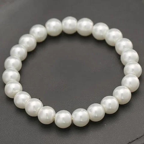 Fashion Jewelry White Imitation Pearl Stretch Brac...