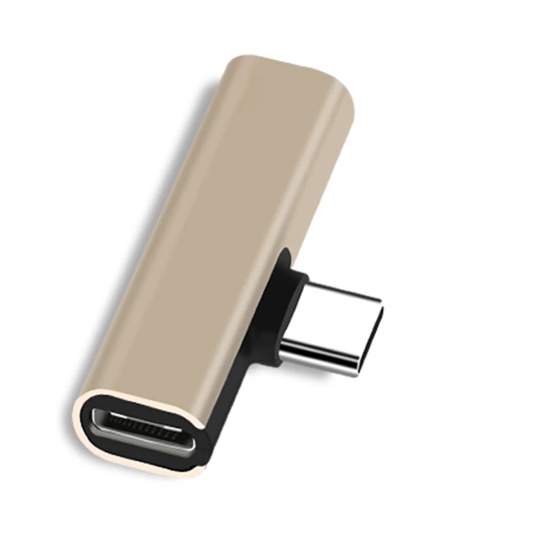 Usb type-C аудио адаптер для зарядки 2 в 1 type C папа-мама 3,5 мм разъем для наушников+ зарядный конвертер для адаптера Xiaomi - Цвет: Gold