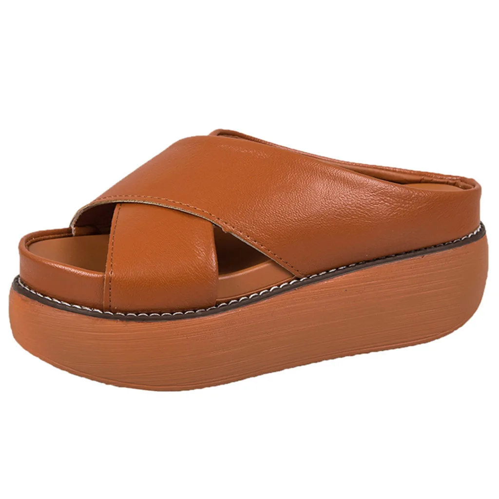 

New Summer Wedge Slippers Platform High Heels Women Slipper Ladies Outside Shoes Basic Wedge Platform Slippers Women Flip Flop