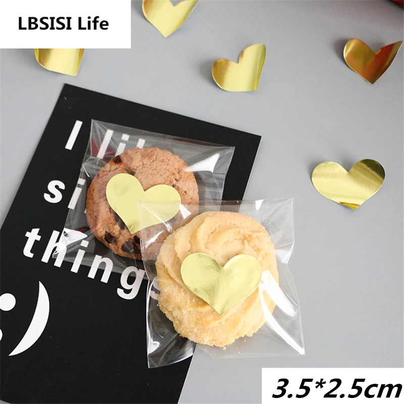 

300pcs Gold Love Heart Tags Labels Gift Tag Packing Bag Stickers Birthday Home Decoration Wedding Self Adhesive Paper Sticker