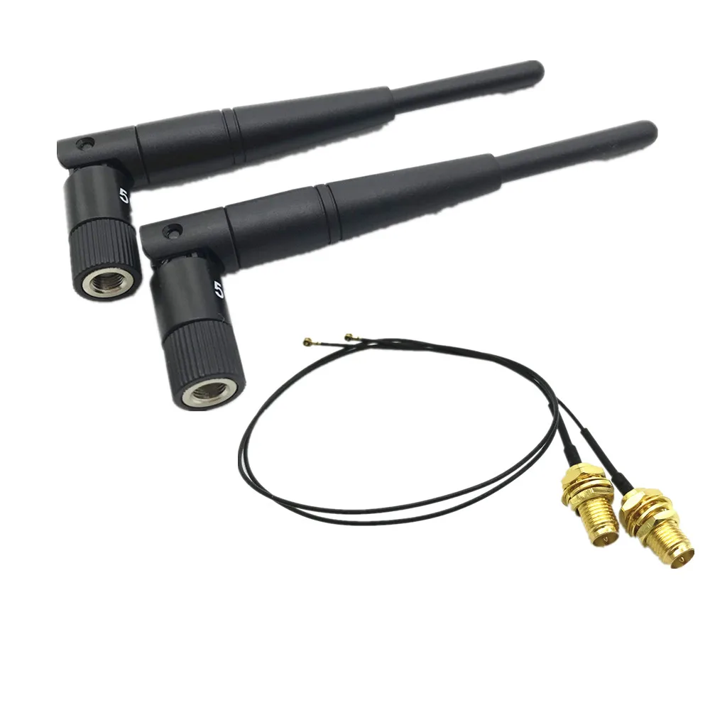 

2 x 5dBi Dual Band IPEX MHF4 U.fl RP-SMA Wifi Antenna Set for Intel 9560 9260 8265 8260 7265 DW1560 DW1830 NGFF M.2 Card