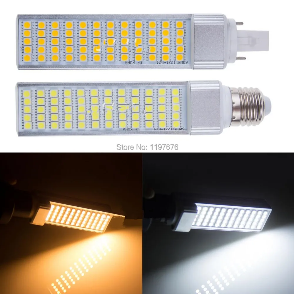 14 Вт 5050 SMD 60leds E27 G24 светодиодные лампы pl лампы теплый белый/белый AC110-240V 1380 Lumes по fedEx/DHL 20 шт./лот