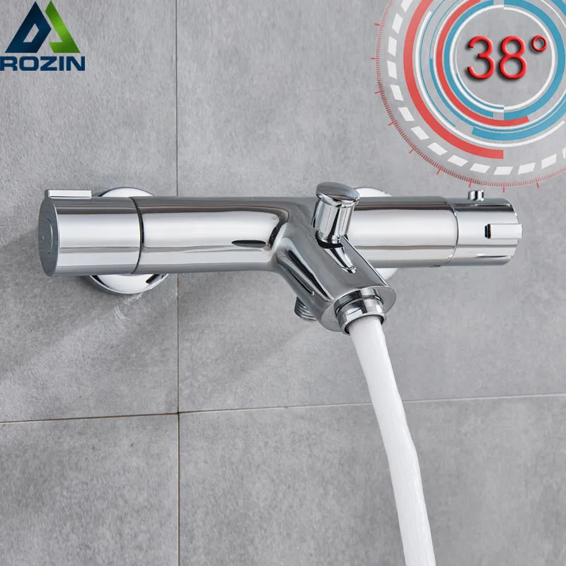 Chrome Thermostatische Douche Mengkraan Dual Handle Temperatuurregeling