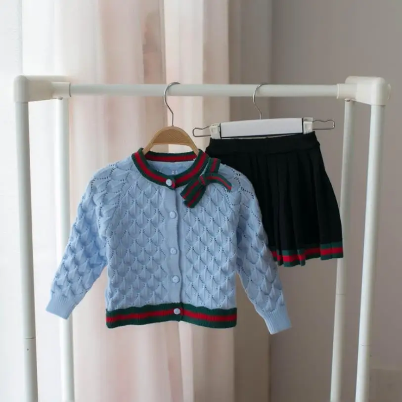 

Children Sweater Outfits Shirt + Skirt Knit Wear Baby Girls Clothes Set Suit for Girls Autumn Spring Kids Cotton 2 pcs Clothing
