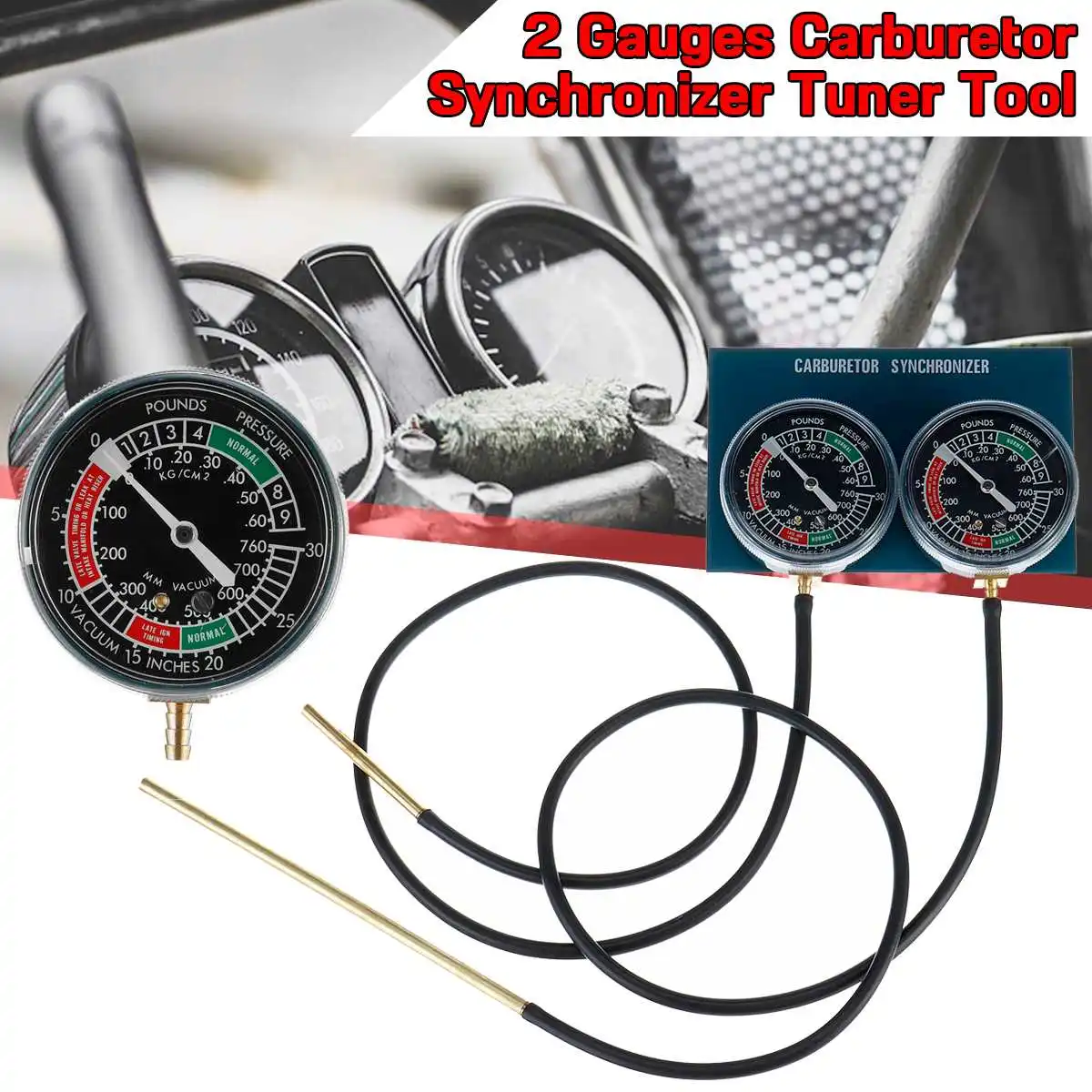 

Gauge Carburetors Synchronizer Tuner Tools Set 2 Gauges Vacuum For Motorcycle Carbs Sync Gauge for Yamaha Any Other Motorcycle