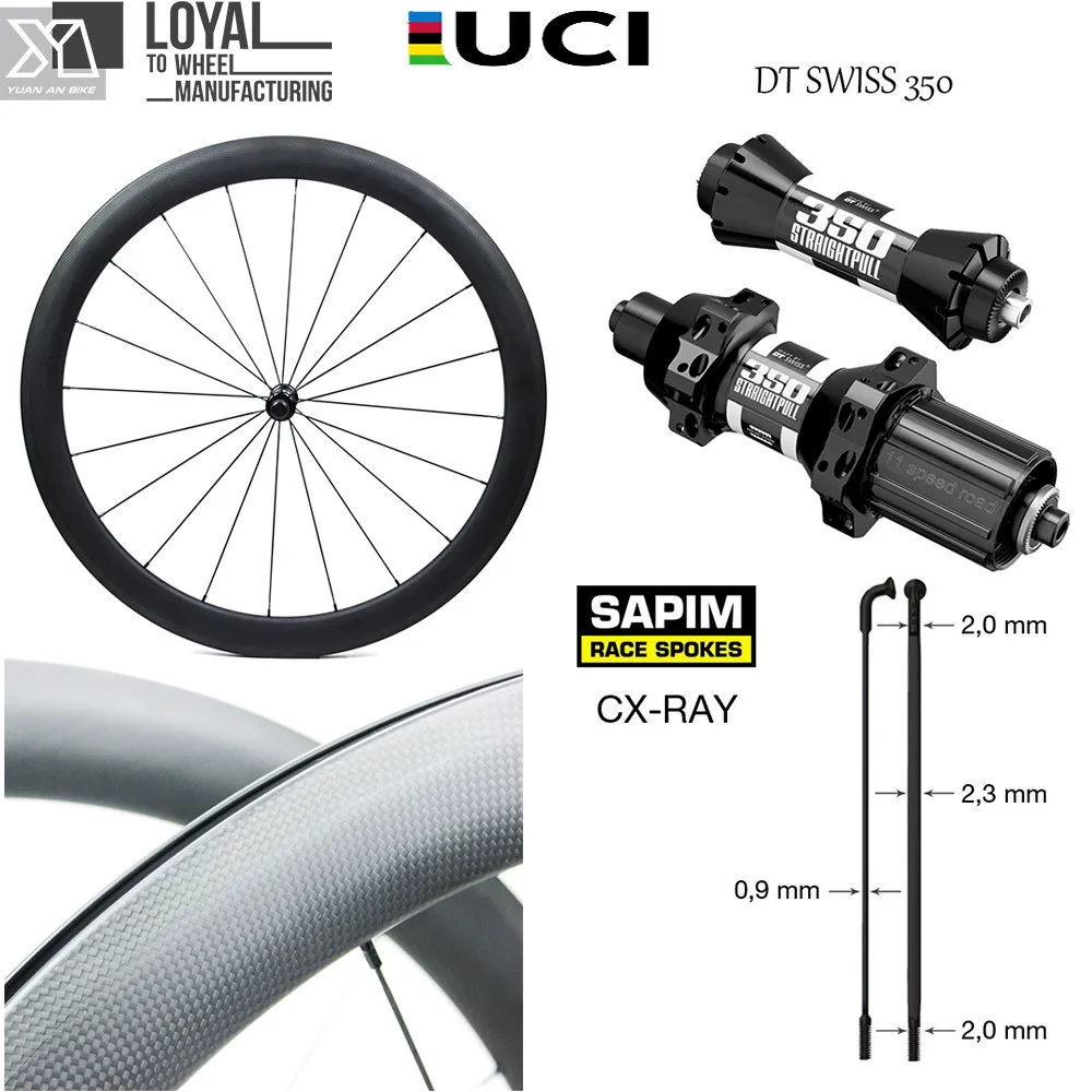- DT Swiss 350S Hub Sapim CXRay Spoke Carbon Road Bike Wheel 700c Wheelset 38mm 50mm 60mm 88mm Clincher Tubular Tubless