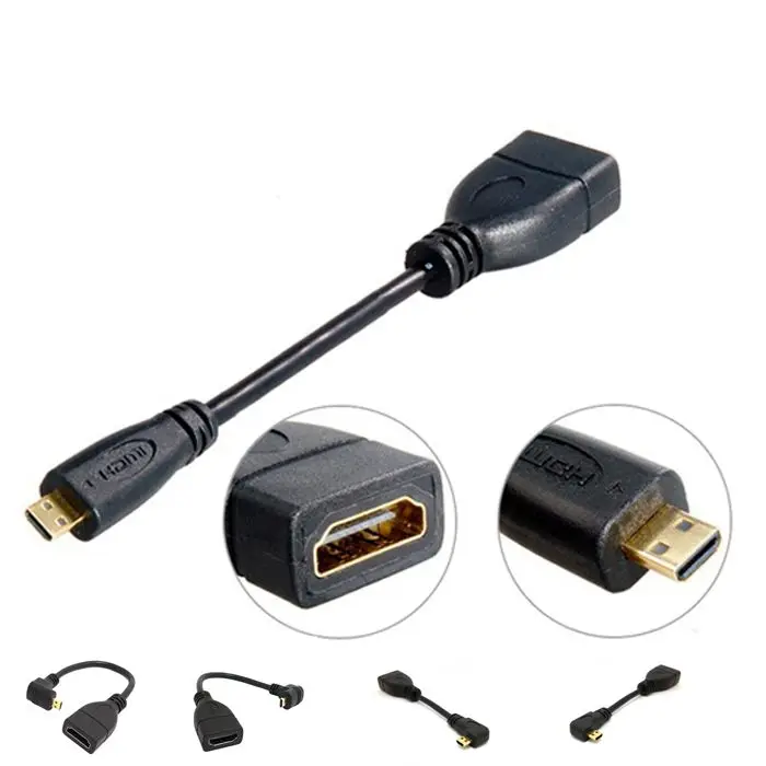 Multi-угол слева и справа и вверх и Подпушка Угловой Micro HDMI D Тип мужчина к HDMI Тип женский адаптер Соединительный кабель Короткие 15 см
