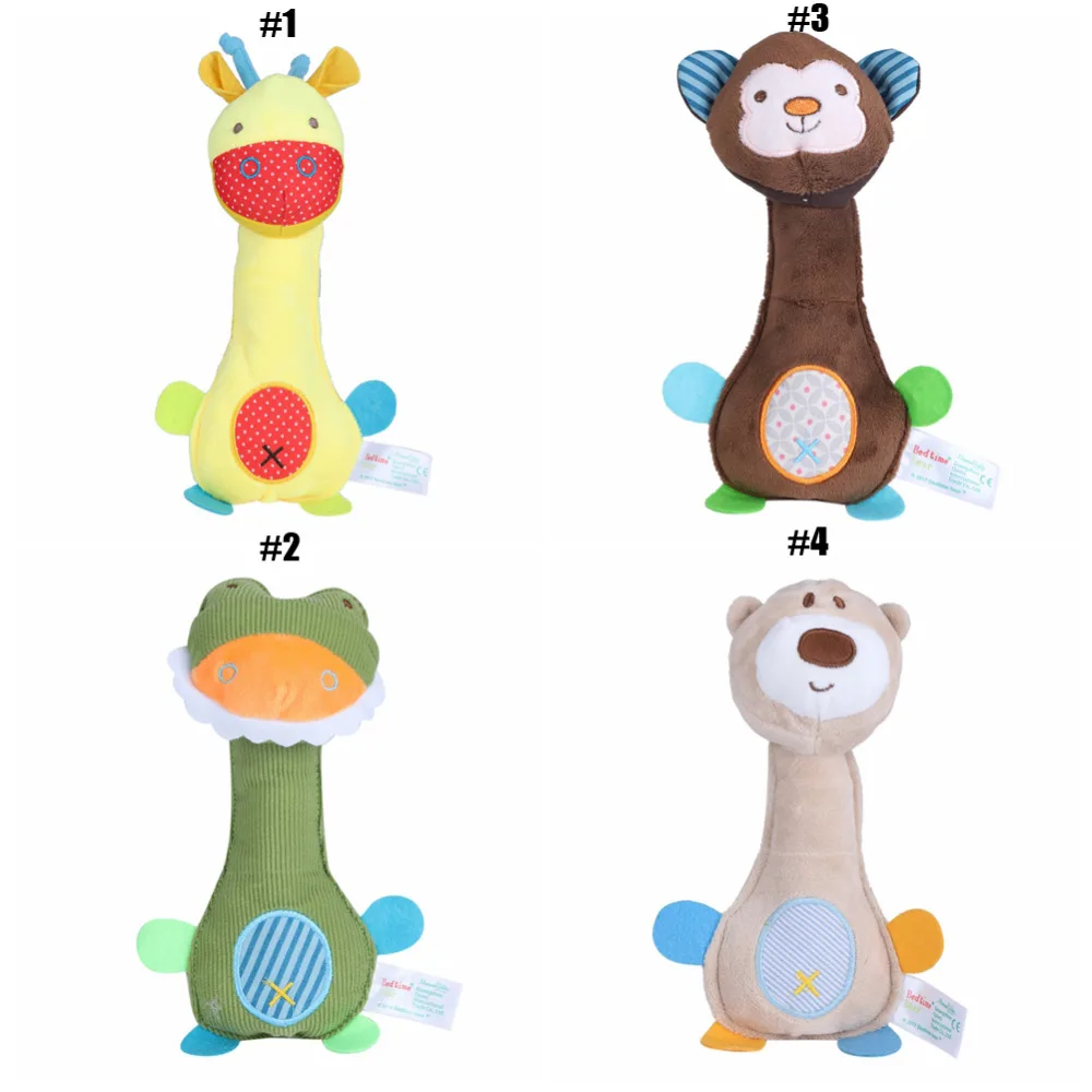 Buy Baby Plush Soft Animal Handbell Rattles 2018 Cartoon Handbell Toys Sound