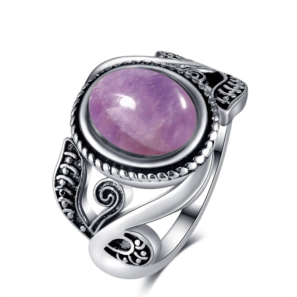 PANSYSEN амулеты 8*10 мм фиолетовое кольцо с аметистом женское винтажное 925 пробы Серебряное кольцо для мамы Подарок на годовщину