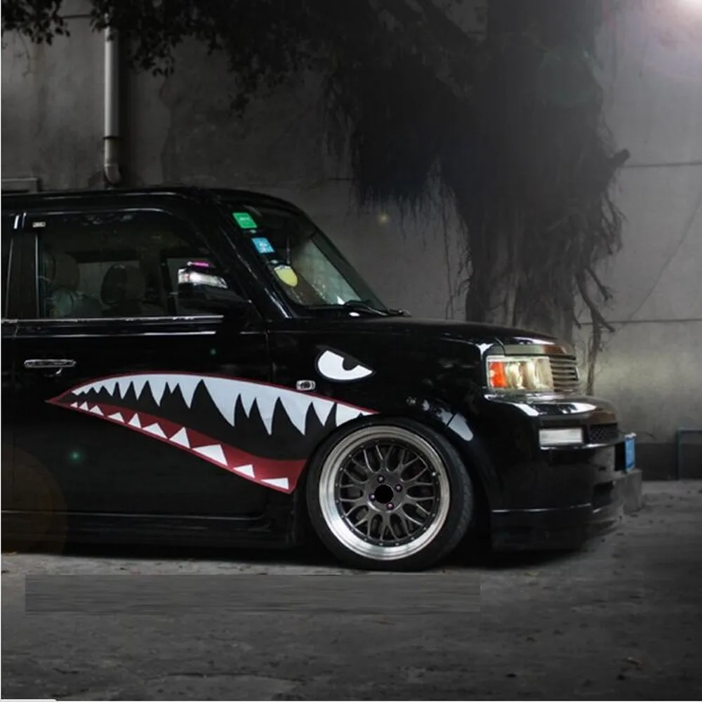 

150*40cm Body Sticker Shark Mouth Pull Flower Simulation Scratch Decal Body Stickers Waterproof Car Stickers And Decals