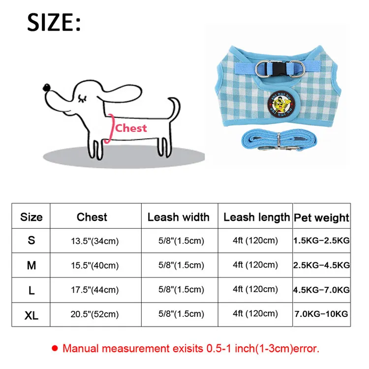 Мягкая сетка для питомцев, щенков, собак, кошек, регулируемая шлейка и поводок, набор милых домашних животных, жилет для маленьких и средних собак, чихуахуа, Йоркцев, Тедди, размеры s, m, l, xl