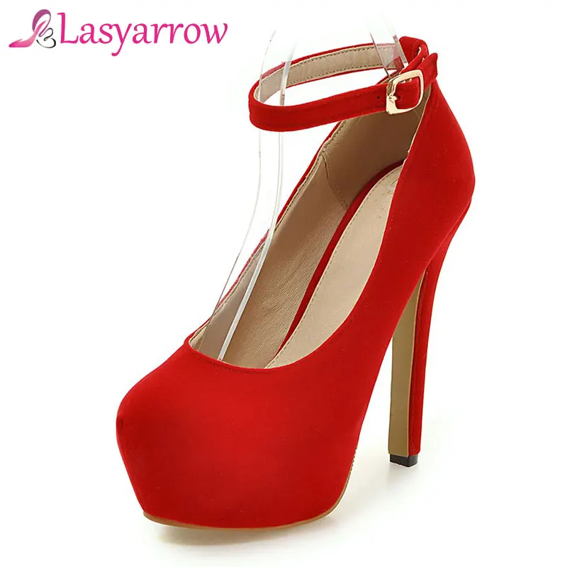 

Lasyarrow Women Shoes Fashion Pumps High Heels Platform Heel Big Size32-47 Pumps Black Red Stiletto Gladiator Ankle Straps RM194