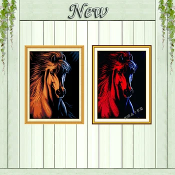 

colorful horse animal painting black cloth unprinted counted on canvas DMC 11CT 14CT Cross Stitch kits embroidery needlework Set