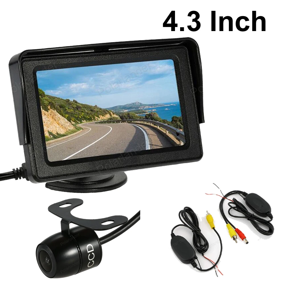 4.3 Inch LCD TFT 2 AV input Car Monitor Reverse System with Wireless