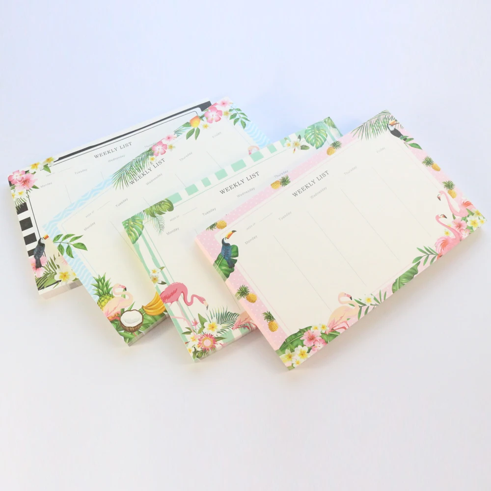 

Domikee Original Creative Cartoon Flamingo Office School Desk Weekly Planner Stationery Cute Student Calendar Note Pad