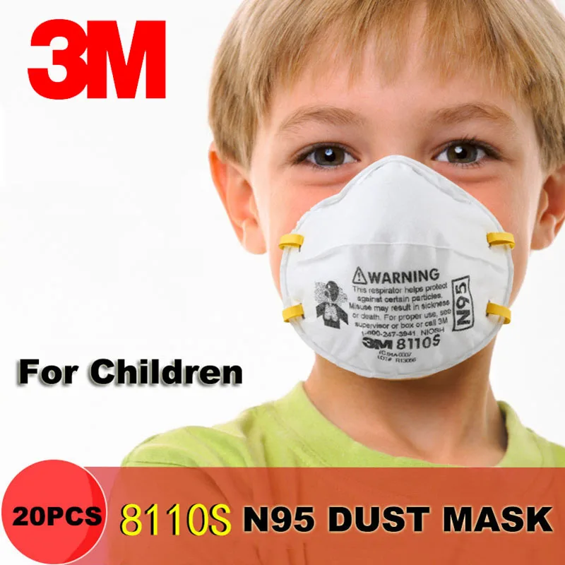 3 м 8110 S N95 детский плащ-Пыльник Маска Анти-частицы PM2.5 порошковый респиратор маленький маски безопасности дыхательные маски 20 шт./кор