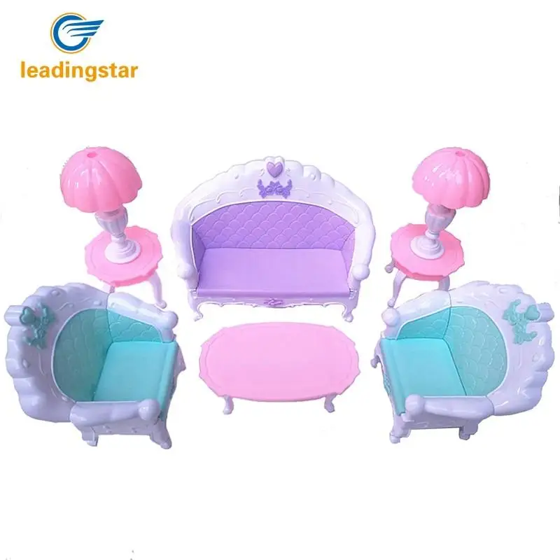 

LeadingStar 6 Pcs/Set Doll House Set Kids Mini Furniture Toys Sofa Lamp Tea Table Decor accessories for dolls Kids Toy Gift